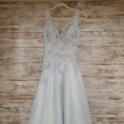 BLUE/FLORAL A LINE GOWN