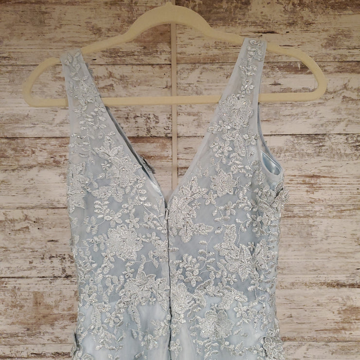 BLUE/FLORAL A LINE GOWN