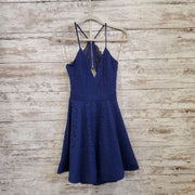 NAVY LACE SHORT DRESS