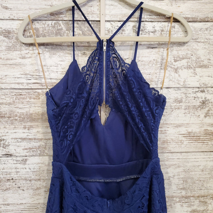 NAVY LACE SHORT DRESS