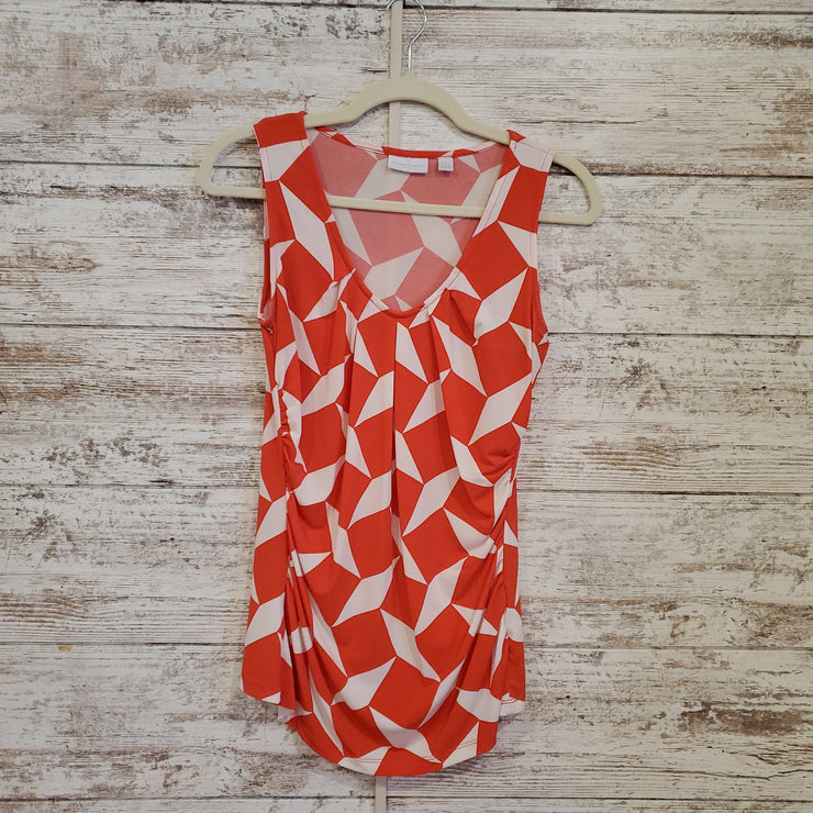ORANGE/WHITE SLEEVELESS TOP