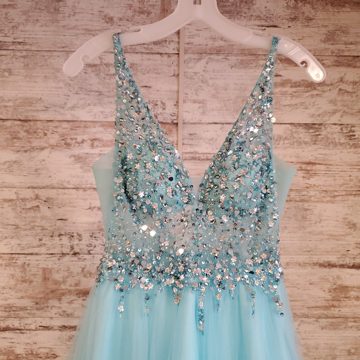 BLUE A LINE GOWN