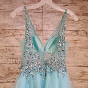 BLUE A LINE GOWN
