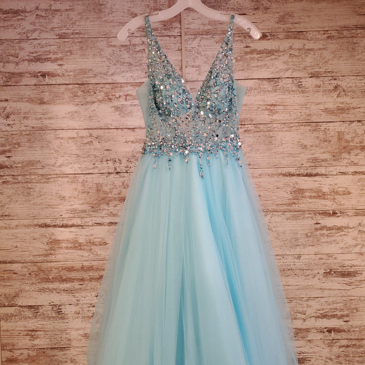 BLUE A LINE GOWN