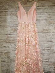 PINK/FLORAL A LINE GOWN