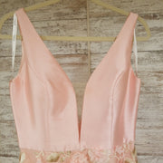 PINK/FLORAL A LINE GOWN