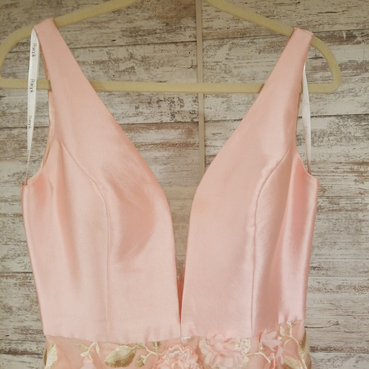 PINK/FLORAL A LINE GOWN