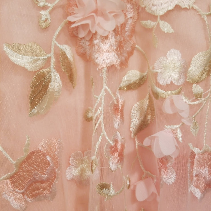 PINK/FLORAL A LINE GOWN