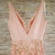 PINK/FLORAL A LINE GOWN