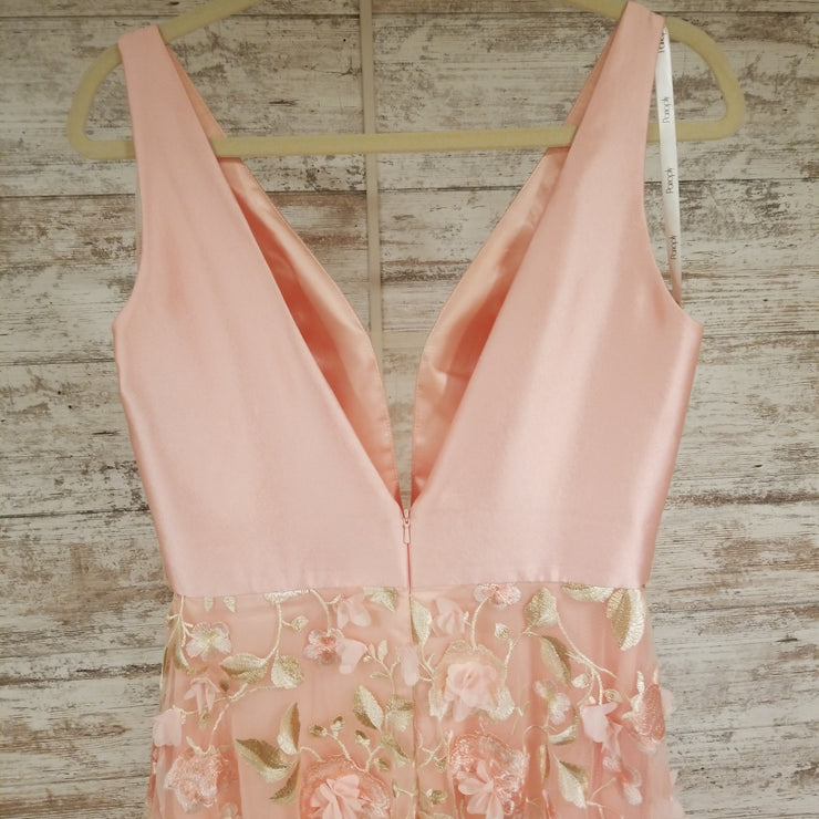 PINK/FLORAL A LINE GOWN