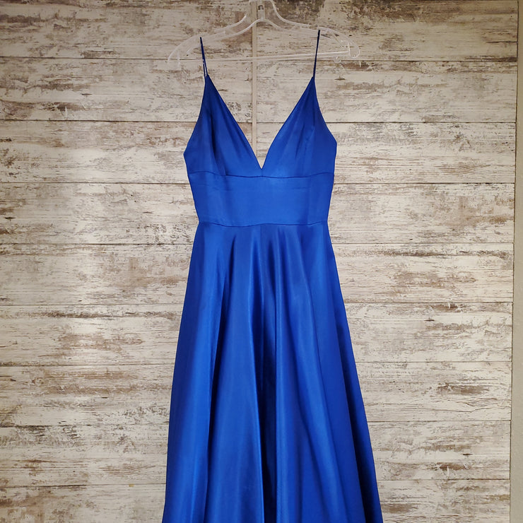 ROYAL BLUE A LINE GOWN