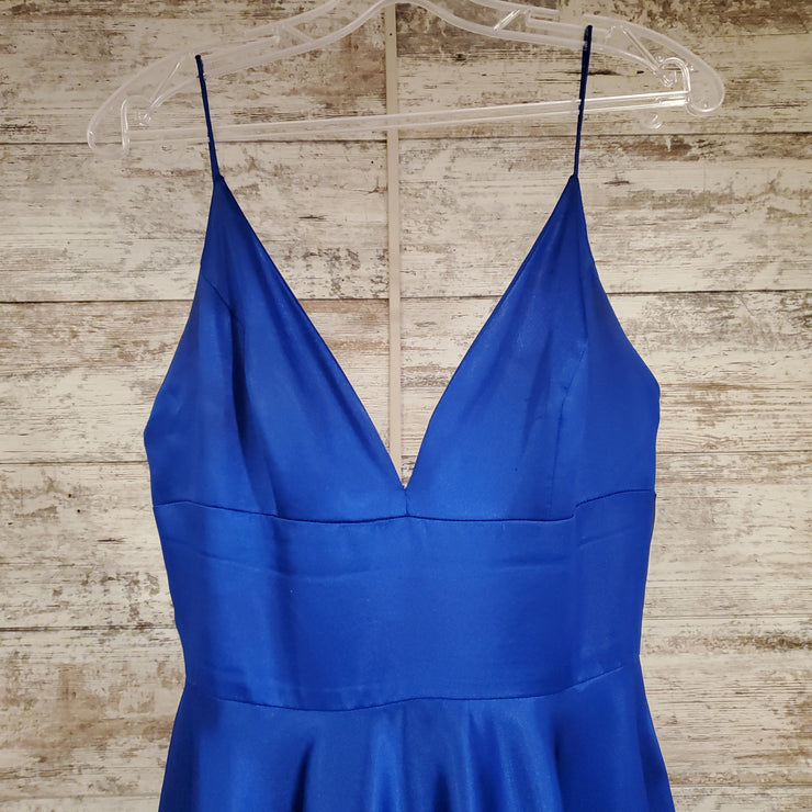 ROYAL BLUE A LINE GOWN