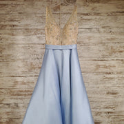 BLUE/NUDE A LINE GOWN