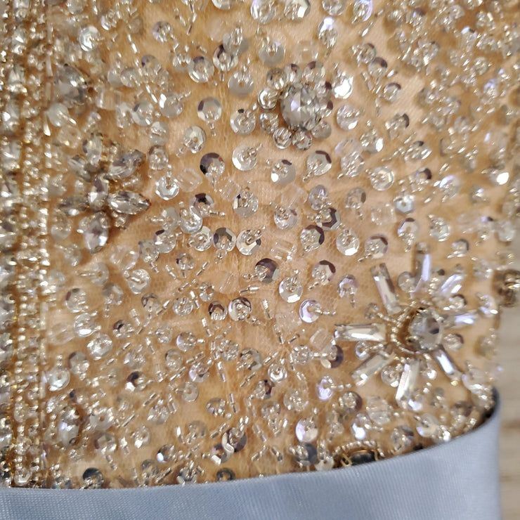 BLUE/NUDE A LINE GOWN