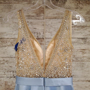 BLUE/NUDE A LINE GOWN