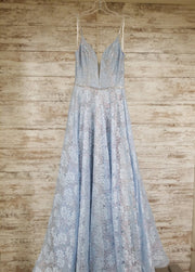 BLUE/PINK SHIMMERY A LINE GOWN