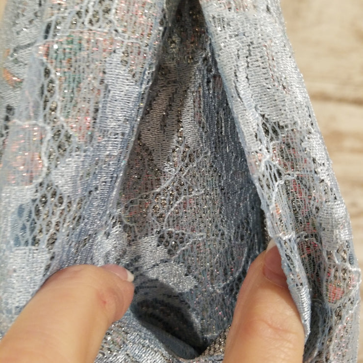 BLUE/PINK SHIMMERY A LINE GOWN