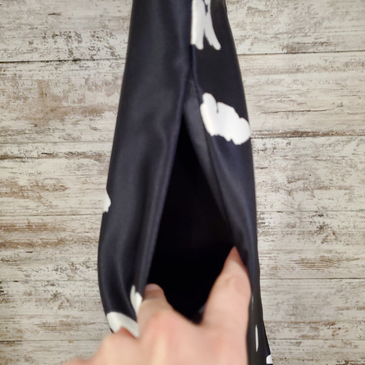 NAVY/FLORAL A LINE GOWN