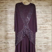 PURPLE BEADED LONG EVENING GOW