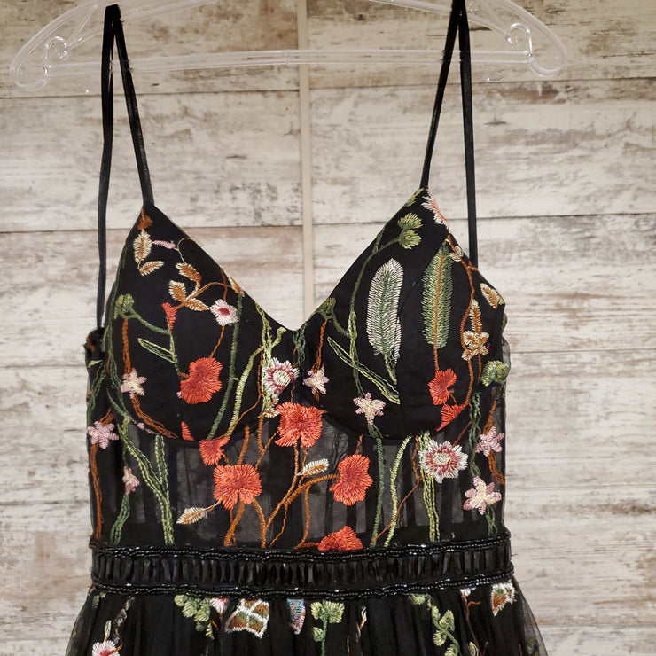 BLACK FLORAL A LINE W/ SHORTS