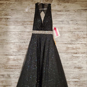 BLACK SPARKLY A LINE GOWN -NEW