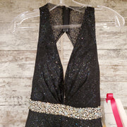 BLACK SPARKLY A LINE GOWN -NEW