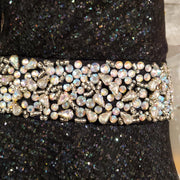 BLACK SPARKLY A LINE GOWN -NEW