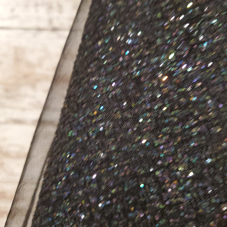 BLACK SPARKLY A LINE GOWN -NEW