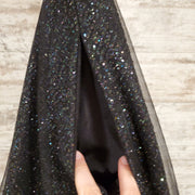 BLACK SPARKLY A LINE GOWN -NEW