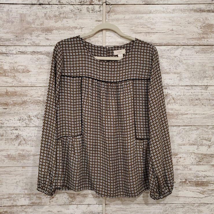 GREEN/BROWN LONG SLEEVE TOP