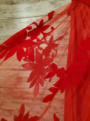 RED/FLORAL A LINE GOWN