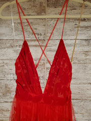 RED/FLORAL A LINE GOWN