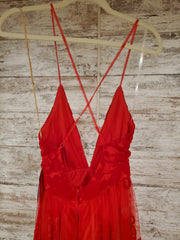 RED/FLORAL A LINE GOWN