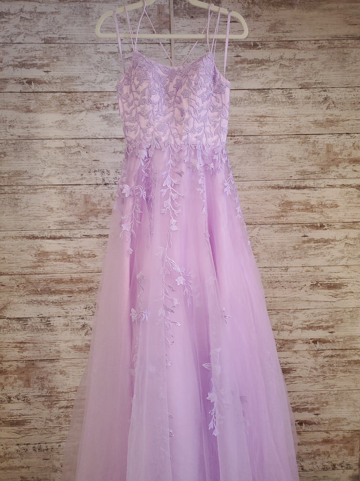 LAVENDER/FLORAL A LINE GOWN
