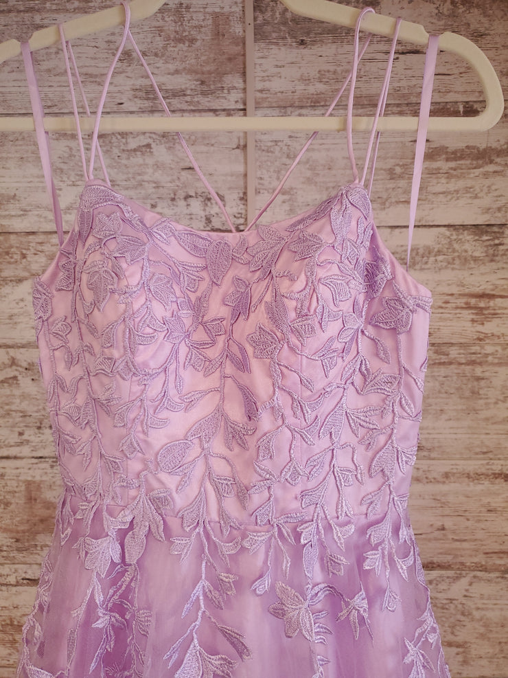 LAVENDER/FLORAL A LINE GOWN