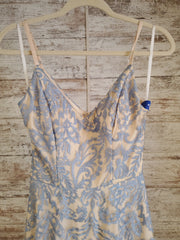 BLUE/IVORY A LINE GOWN