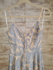 BLUE/IVORY A LINE GOWN
