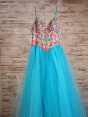 TEAL/FLORAL PRINCESS GOWN