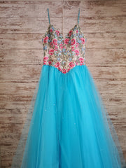 TEAL/FLORAL PRINCESS GOWN