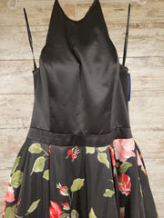 BLACK/FLORAL A LINE GOWN
