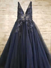 NAVY/FLORAL PRINCESS GOWN