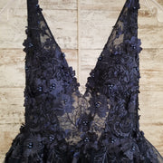 NAVY/FLORAL PRINCESS GOWN