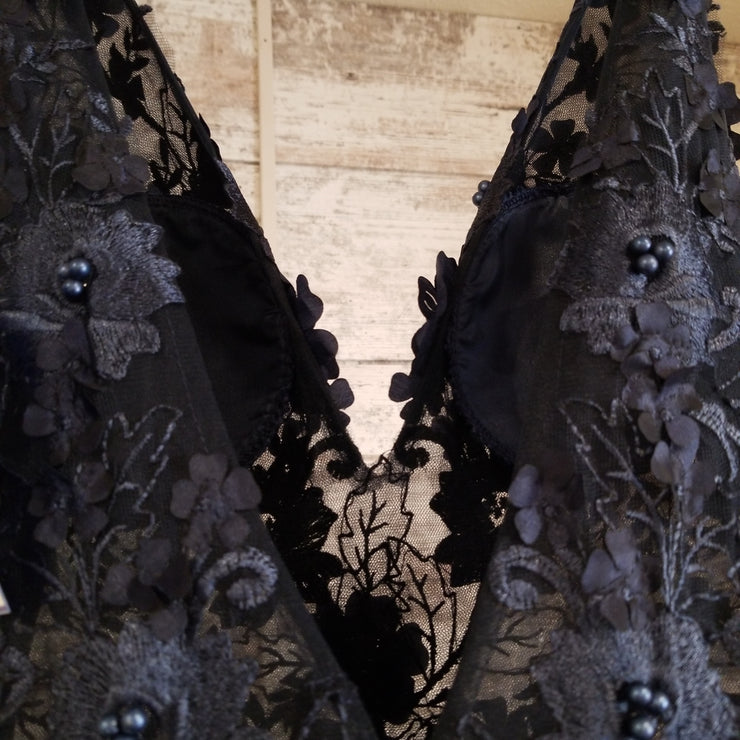 NAVY/FLORAL PRINCESS GOWN