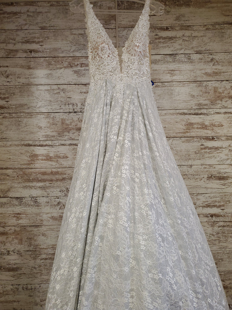 WHITE/FLORAL A LINE GOWN