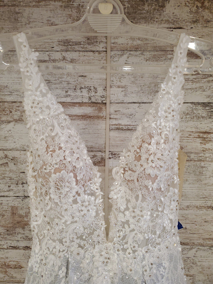 WHITE/FLORAL A LINE GOWN