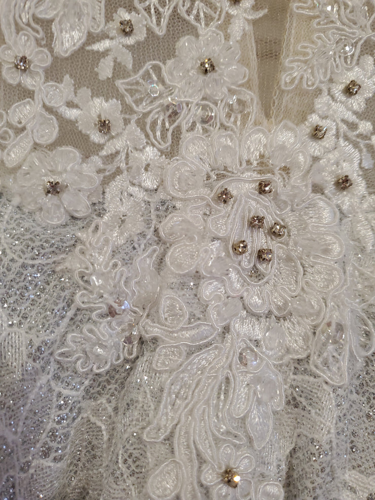 WHITE/FLORAL A LINE GOWN