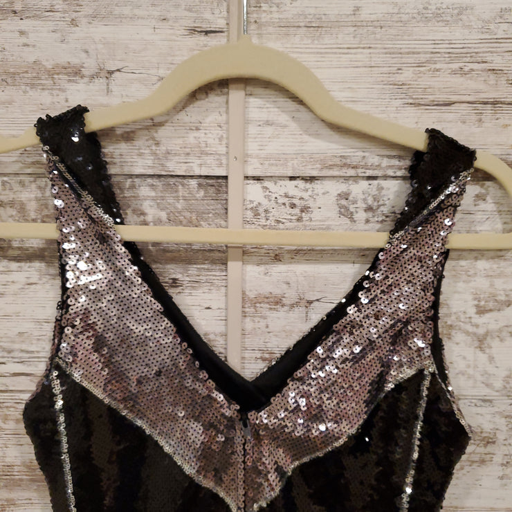 BLACK/SILVER SEQUIN SHORT DRES