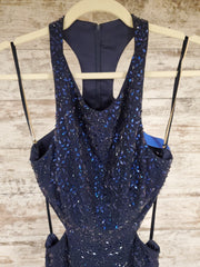 NAVY FULL BEADED LONG GOWN