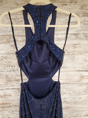 NAVY FULL BEADED LONG GOWN