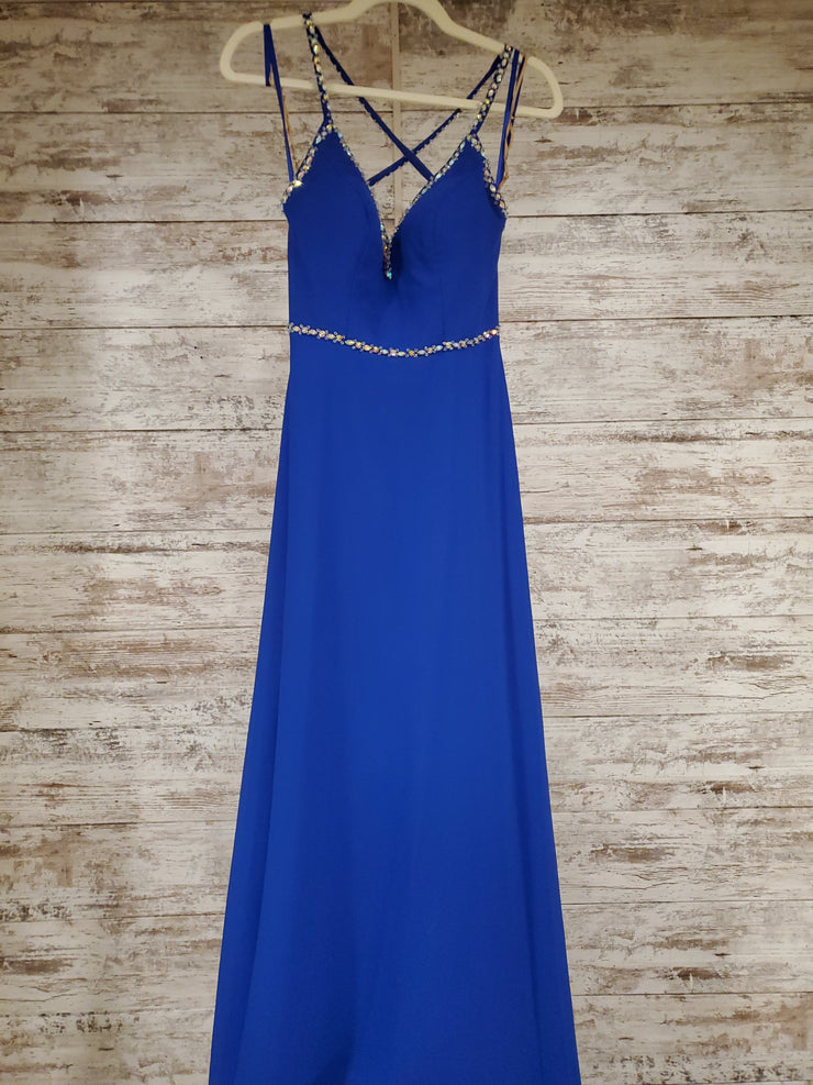ROYAL BLUE LONG EVENING GOWN